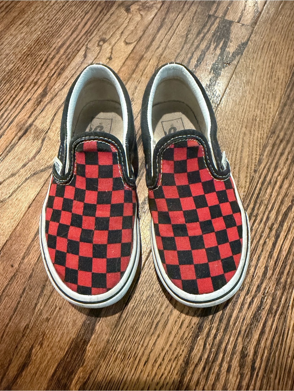 Vans Kids Slip-On Checkerboard Sneakers - Red & Black